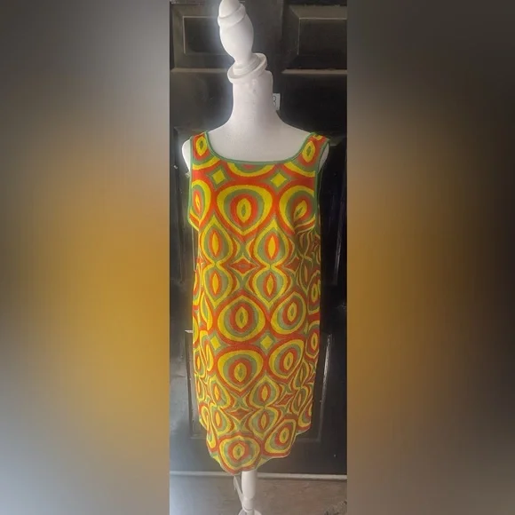 Zara Retro Jacquard Knit Mini Shift Dress Size L - Picture 3 of 10